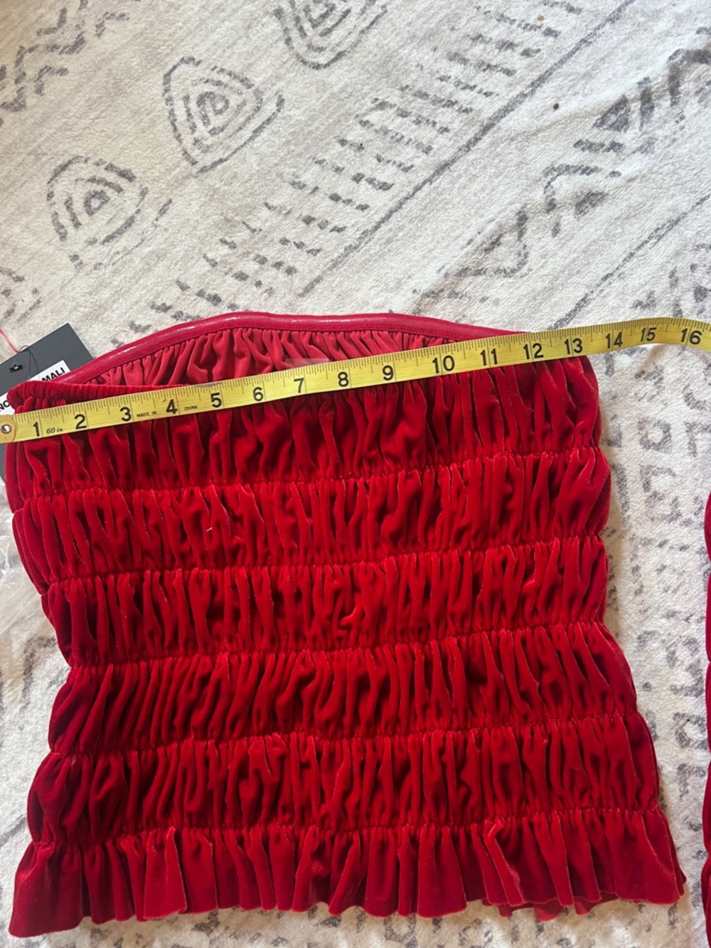 Norma Kamali Red Ruched Square-Neck Tube Top with separate sleeves - Picture 10 of 10